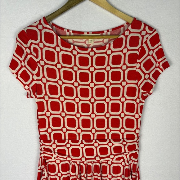 Boden Red White Squares Amelie A-Line Midi Dress - Picture 3 of 10